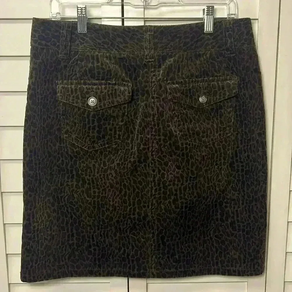 Ann Taylor Corduroy Leopard Print Stretch Pencil Skirt Size 6 Brown & Black
